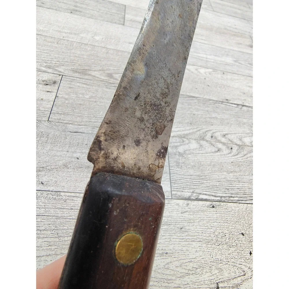Vintage Kitchen Cleaver Butcher Knife Rustic Patina‎ Chef Unusual Shape Blade